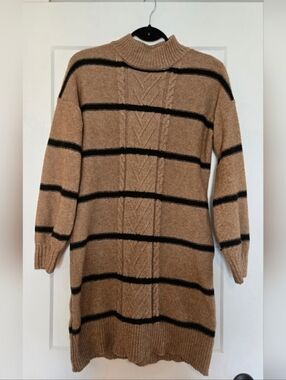 Maurices Knit Sweater in Camel with Black Stripes. Size L